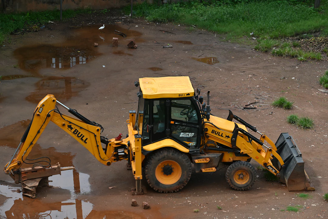Excavator digging site