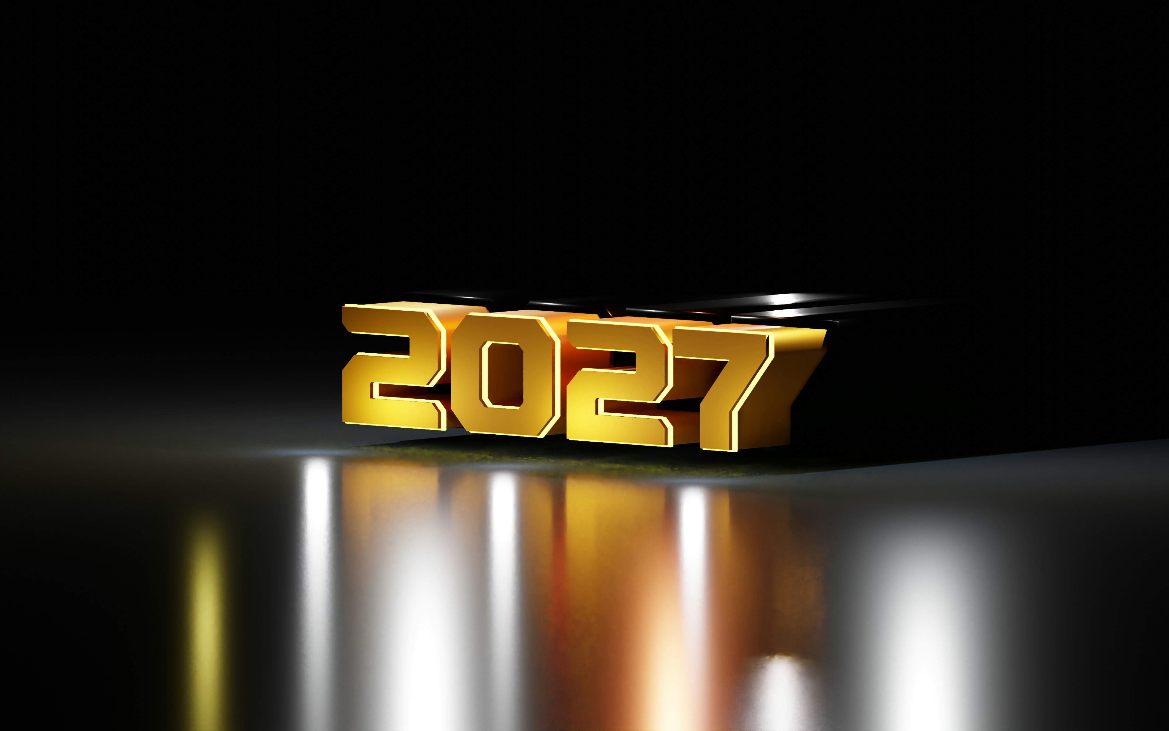Golden 2027 on reflective surface - Free Photo on Unsplash