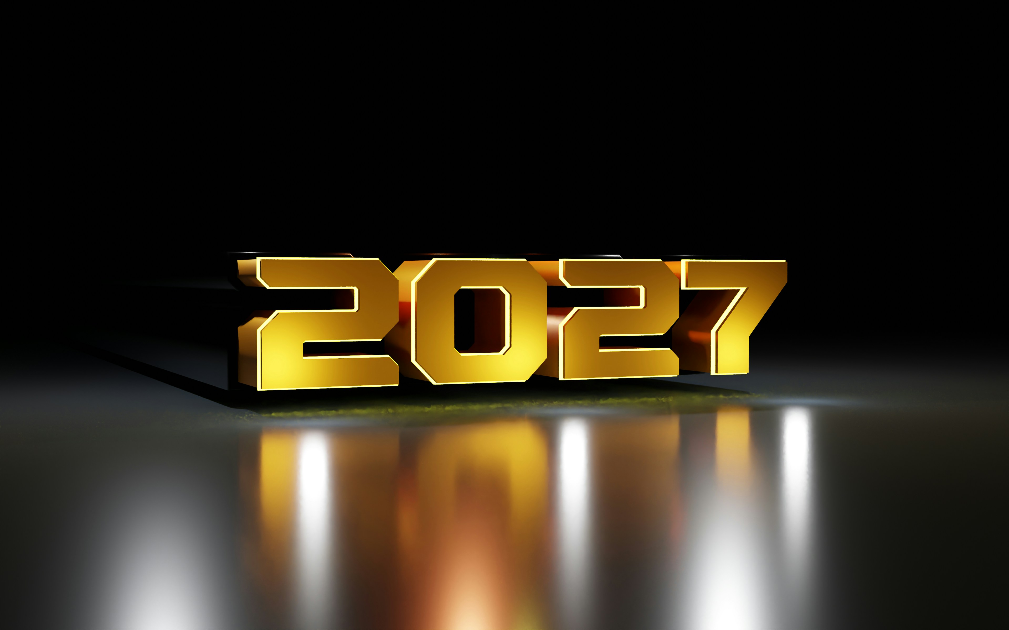 Números dorados 2027 sobre superficie oscura - Foto gratuita en Unsplash