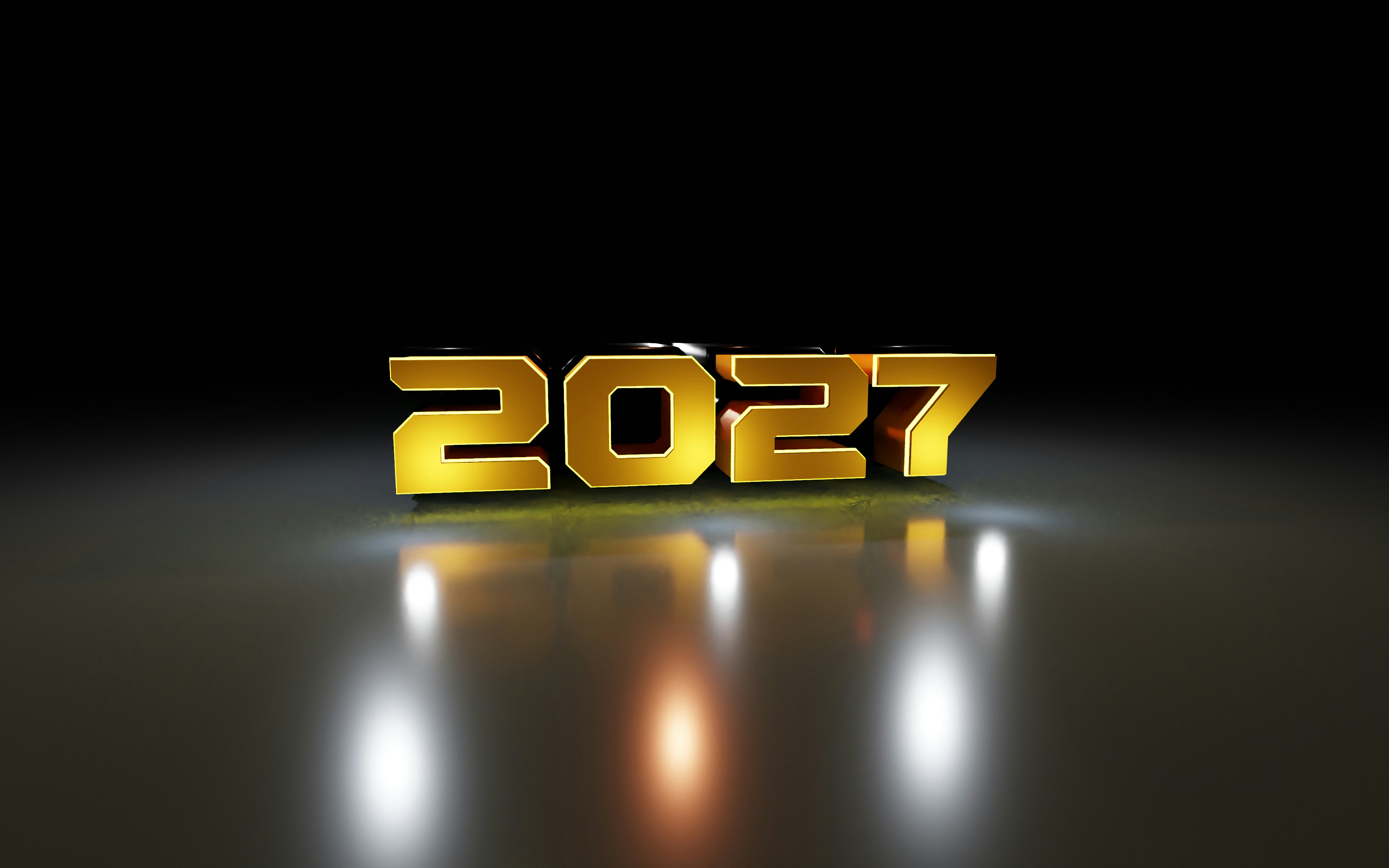 Golden 2027 numbers on reflective surface - Free Photo on Unsplash