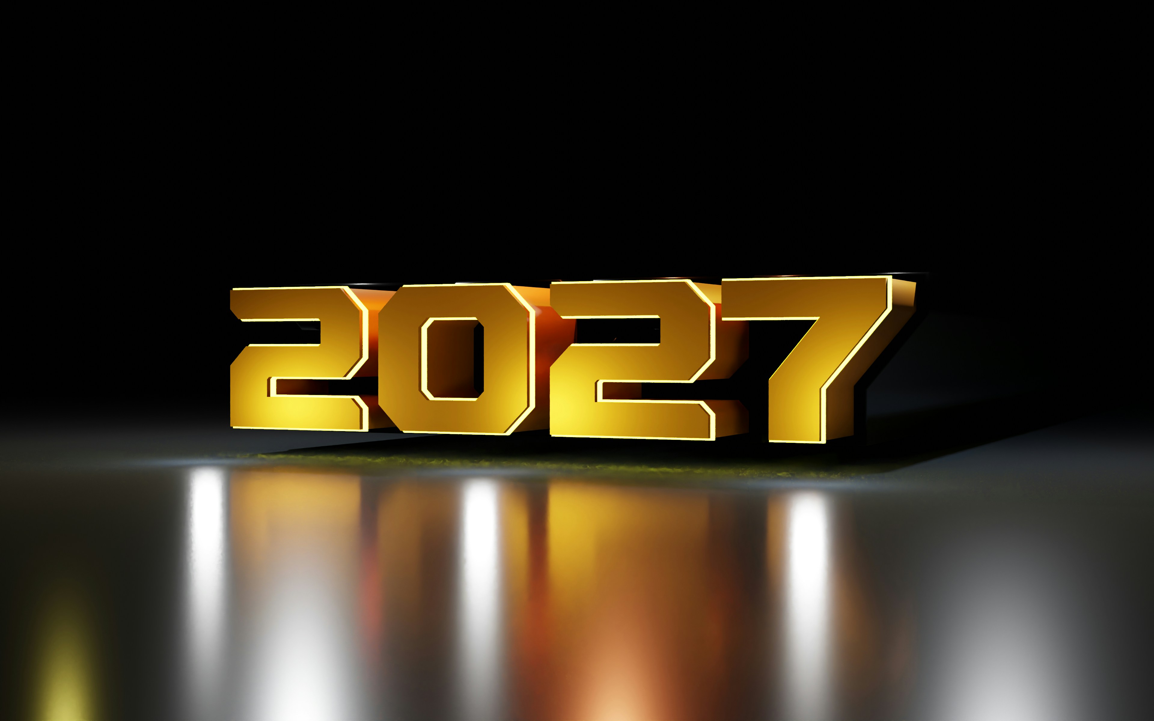 Números dorados 2027 sobre superficie oscura - Foto gratuita en Unsplash