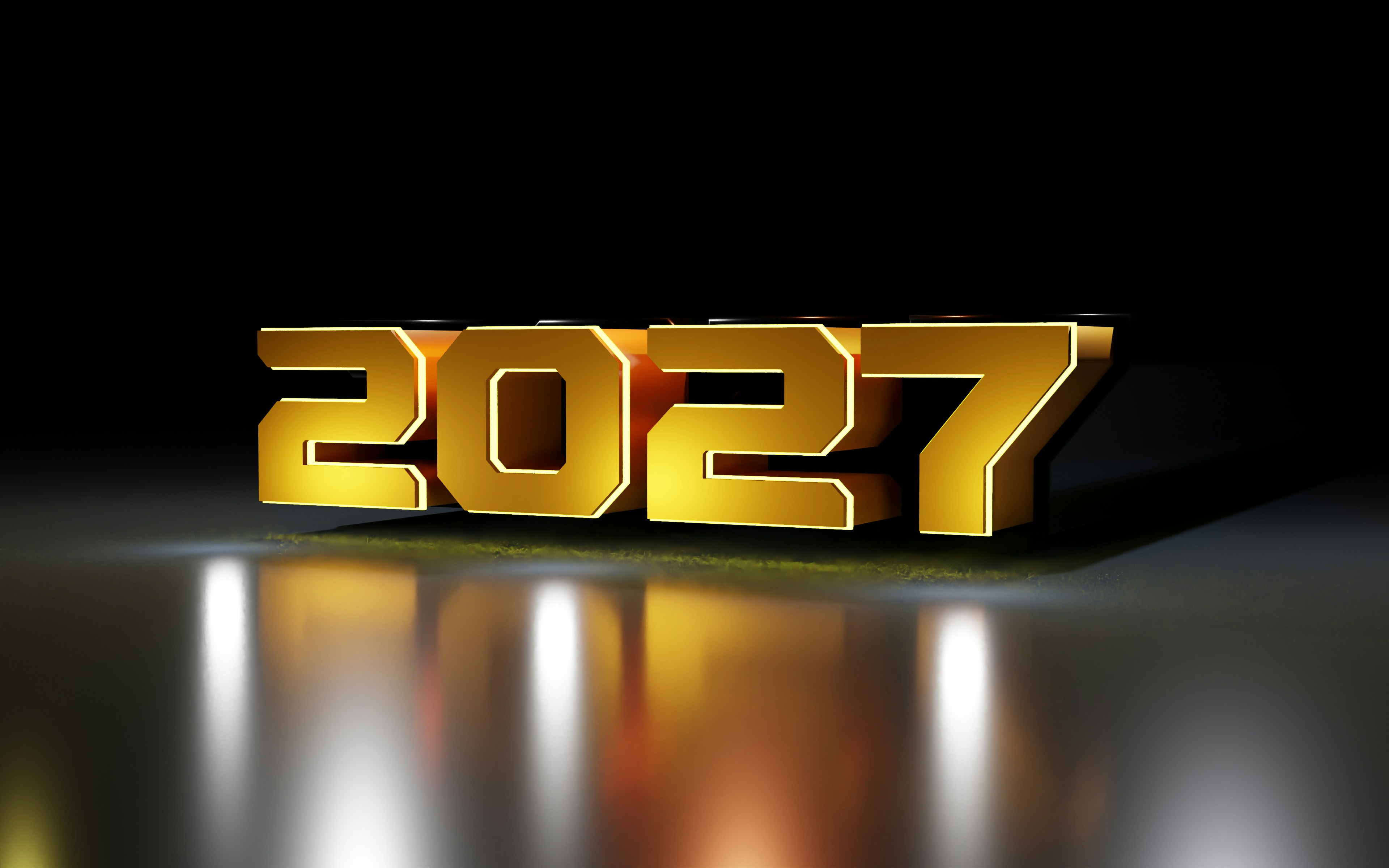 Números dorados 2027 sobre superficie reflectante - Foto gratuita en ...