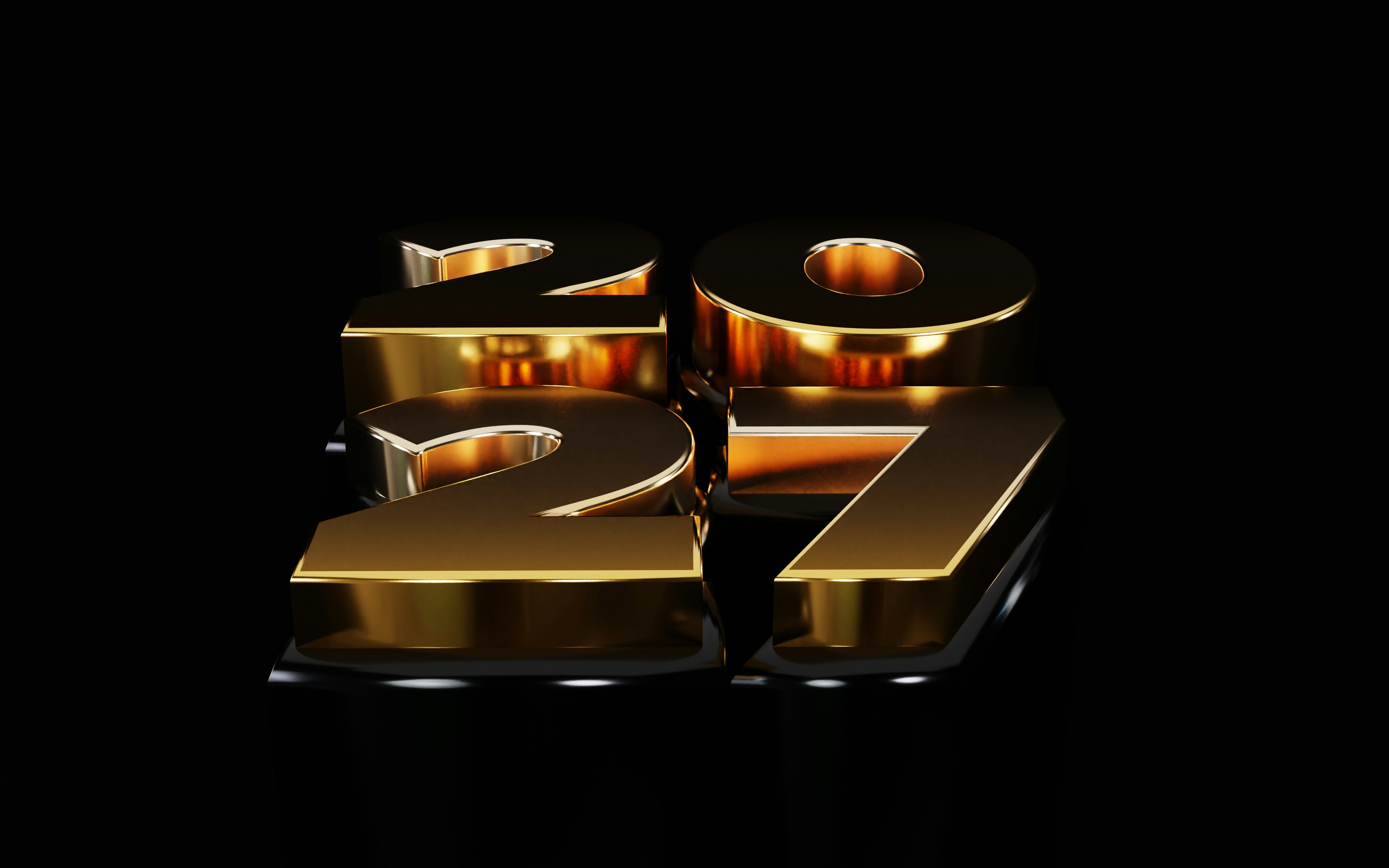 Golden 2027 numbers on black surface - Free Photo on Unsplash