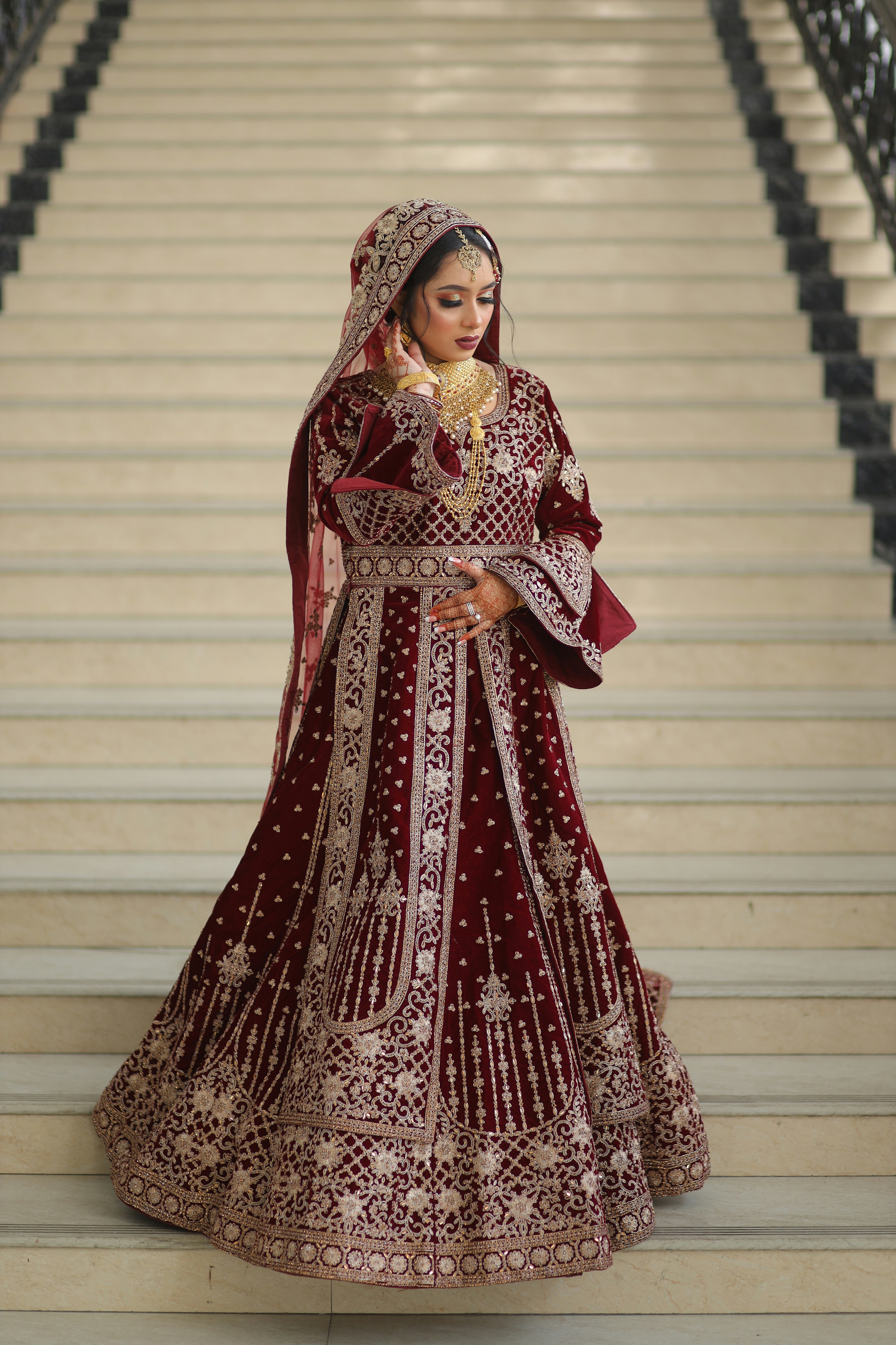 Woman in maroon embroidered lehenga - Free Photo on Unsplash