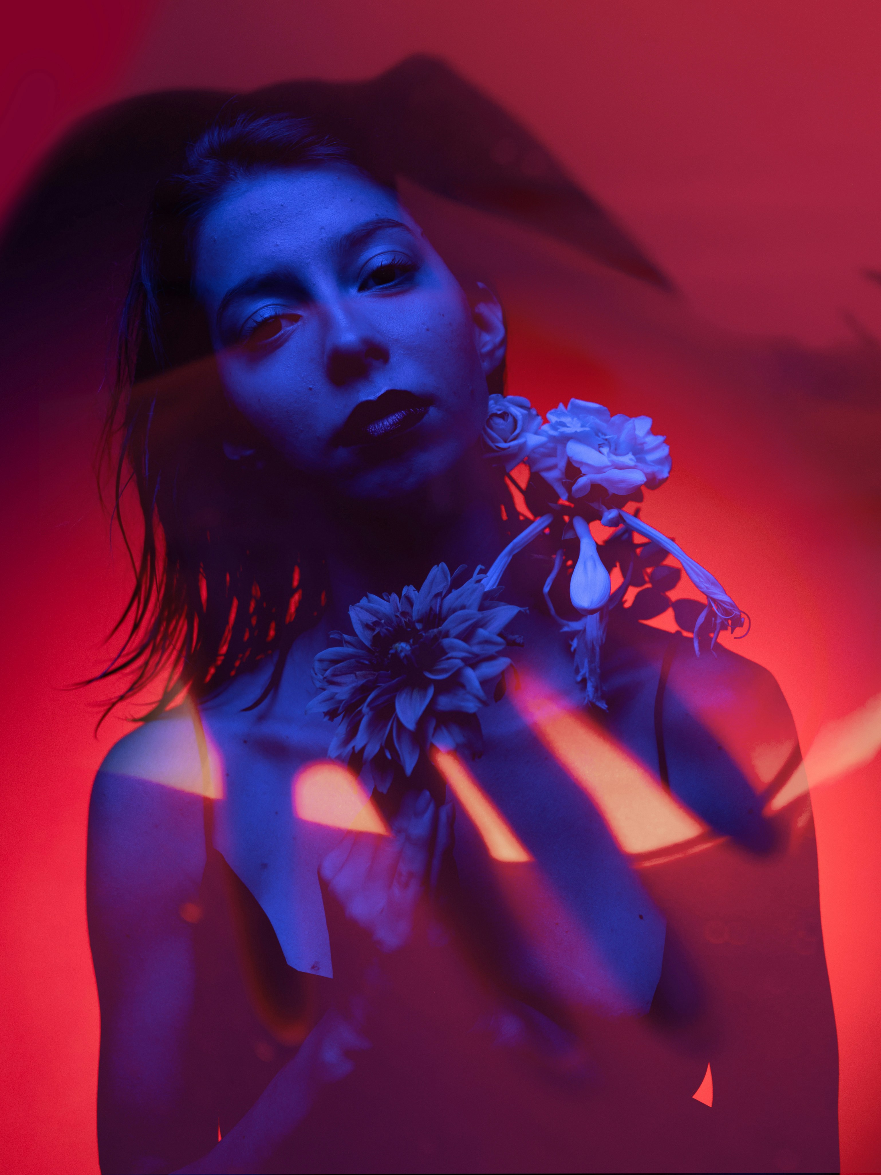 Woman with flowers in double exposure - Free Photo on Unsplash