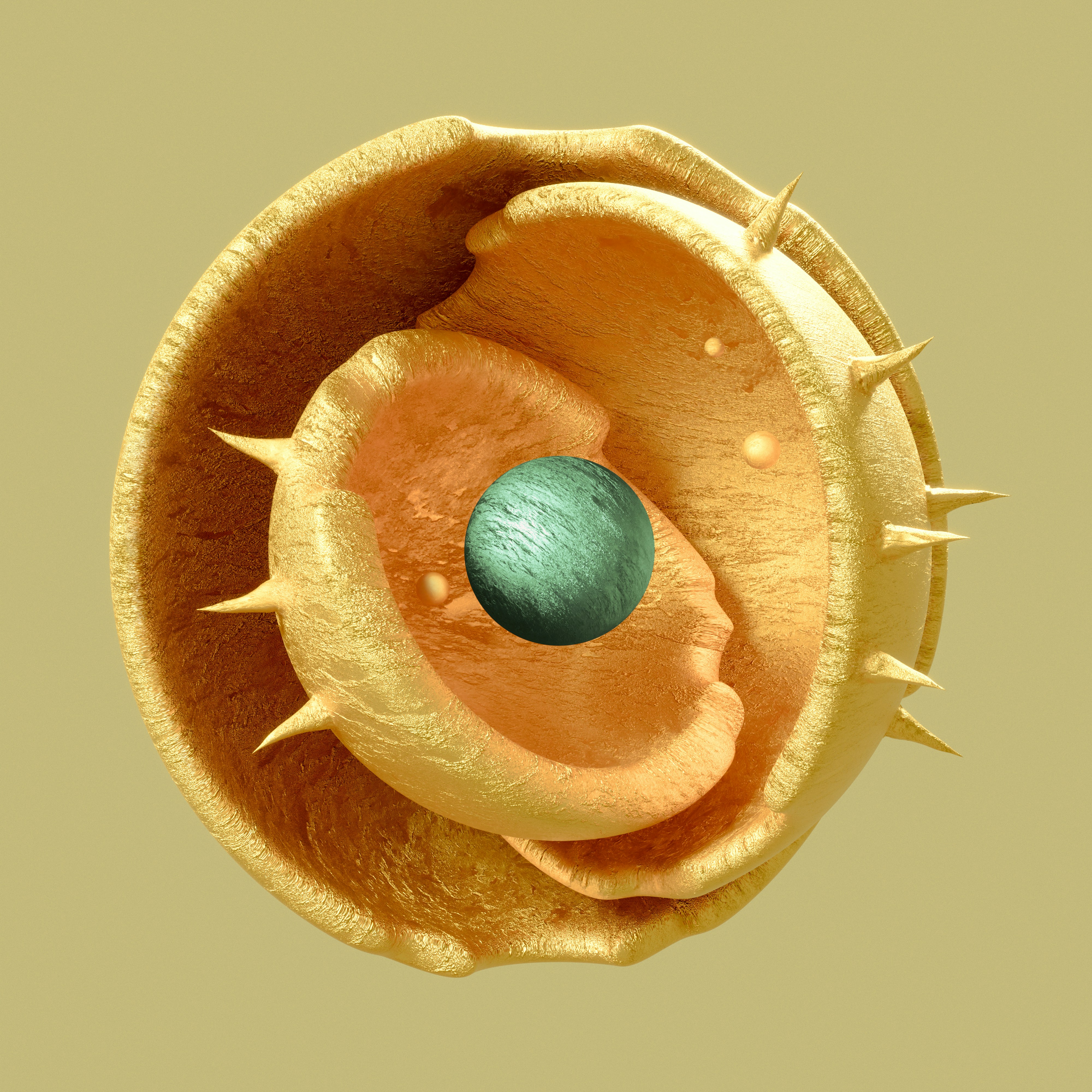 Gold spiky shell with green sphere - Free Photo on Unsplash