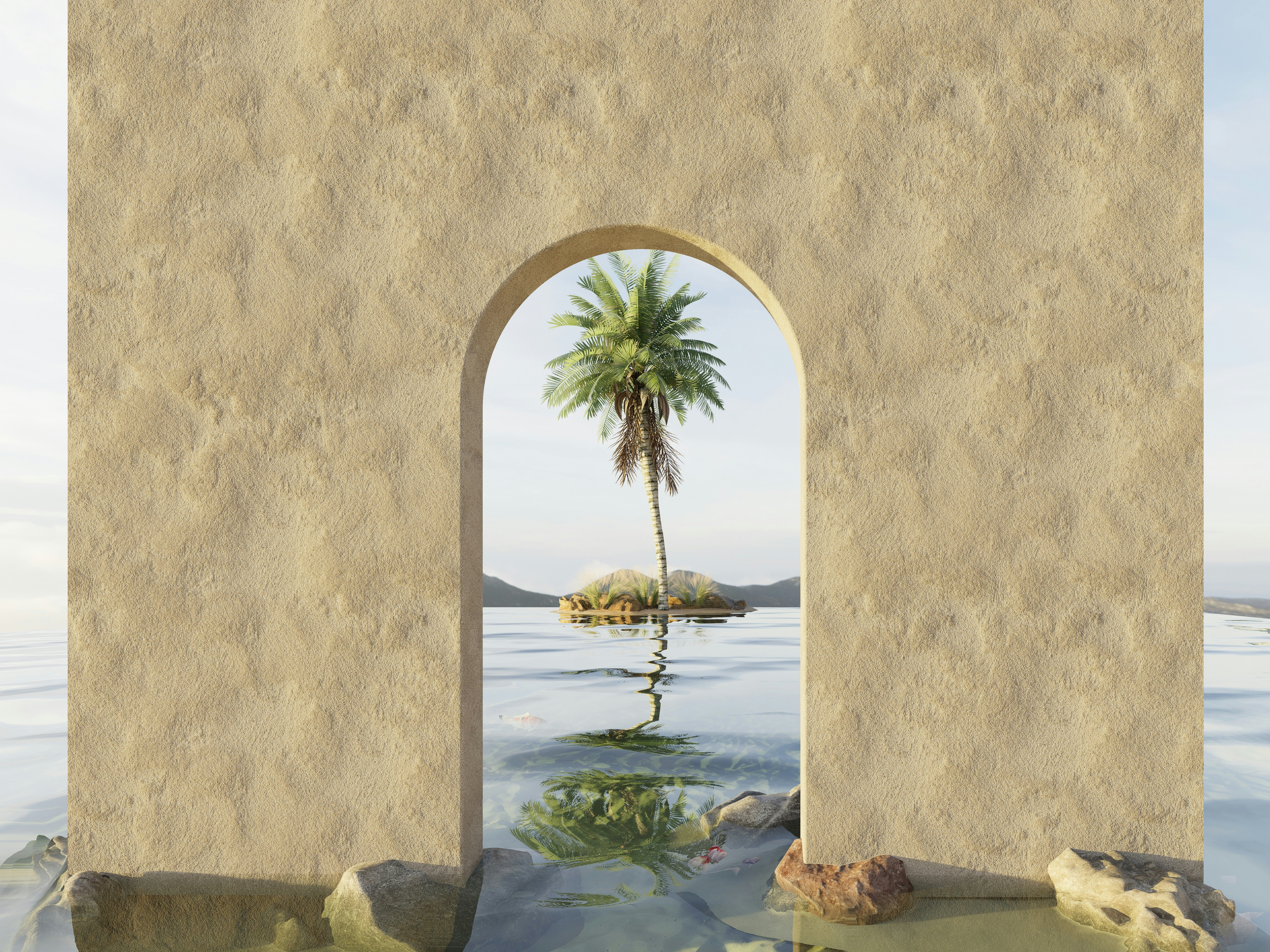 Palm tree through stone archway - Free Photo on Unsplash
