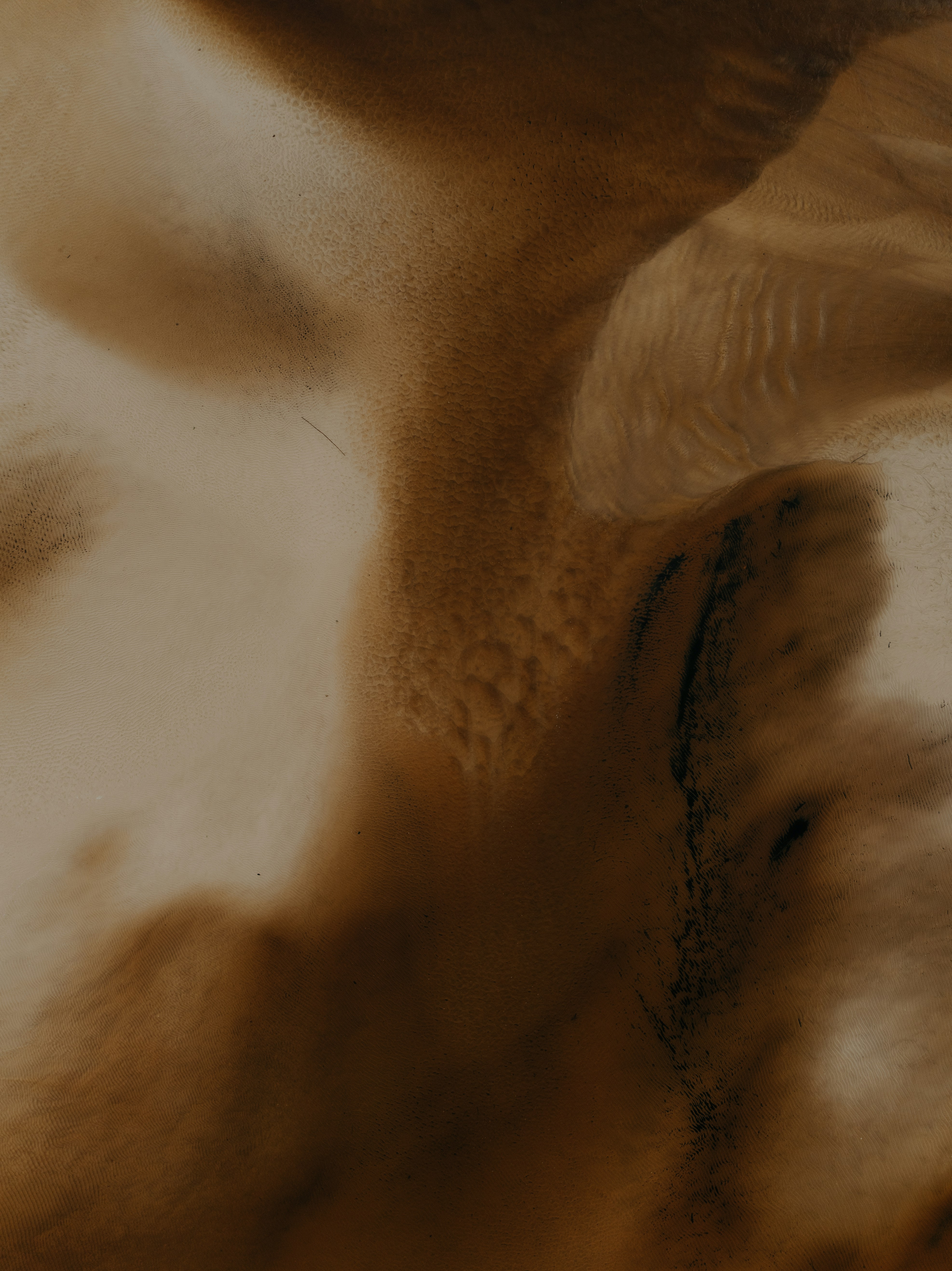 An aerial view of rippled sand dunes in shades of brown and cream - 相关推荐