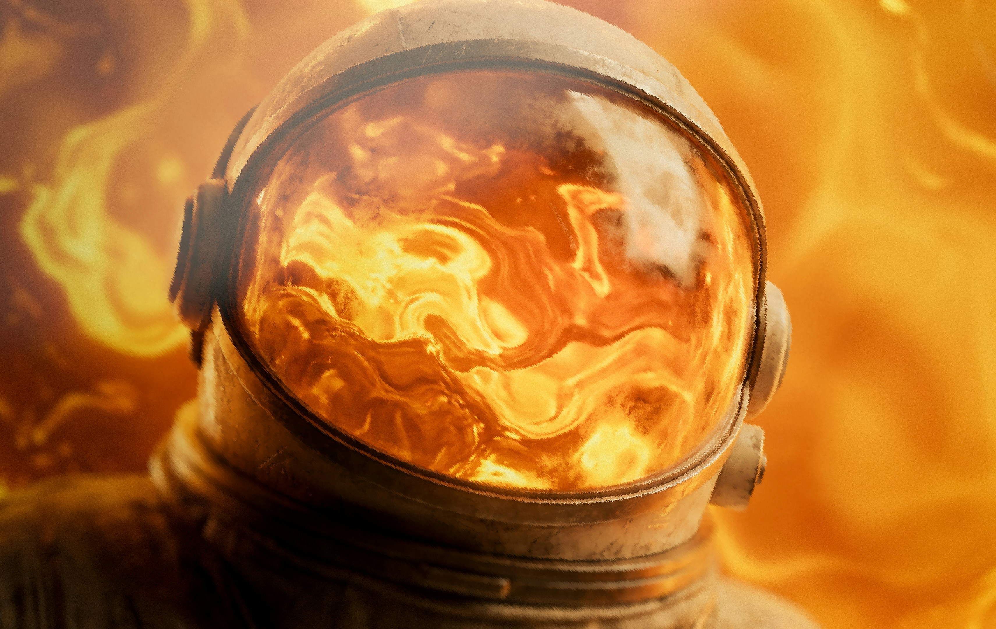 Astronaut helmet with swirling golden liquid - Free Photo on Unsplash