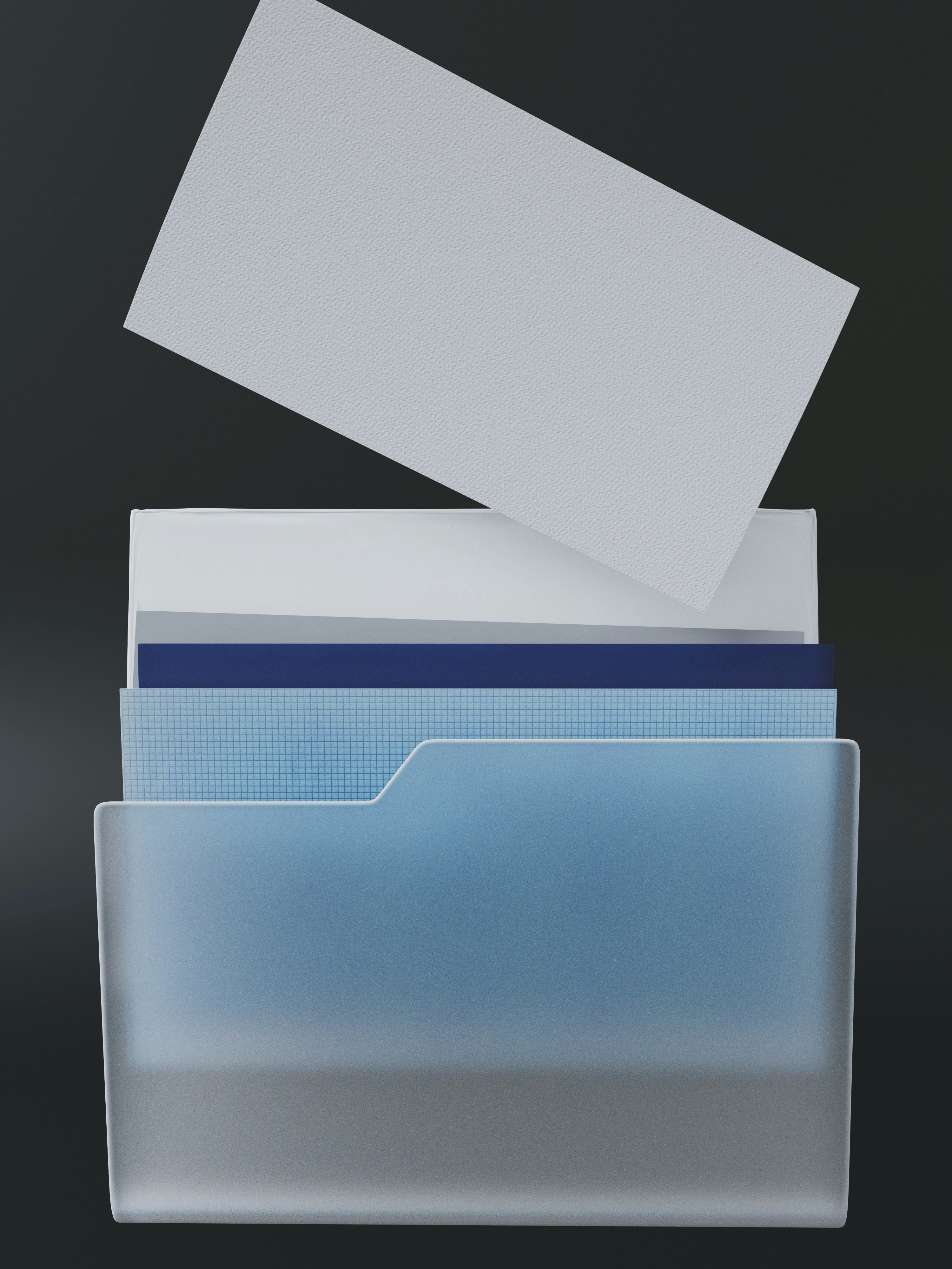 Translucent blue folder with stacked papers - Free Photo on Unsplash