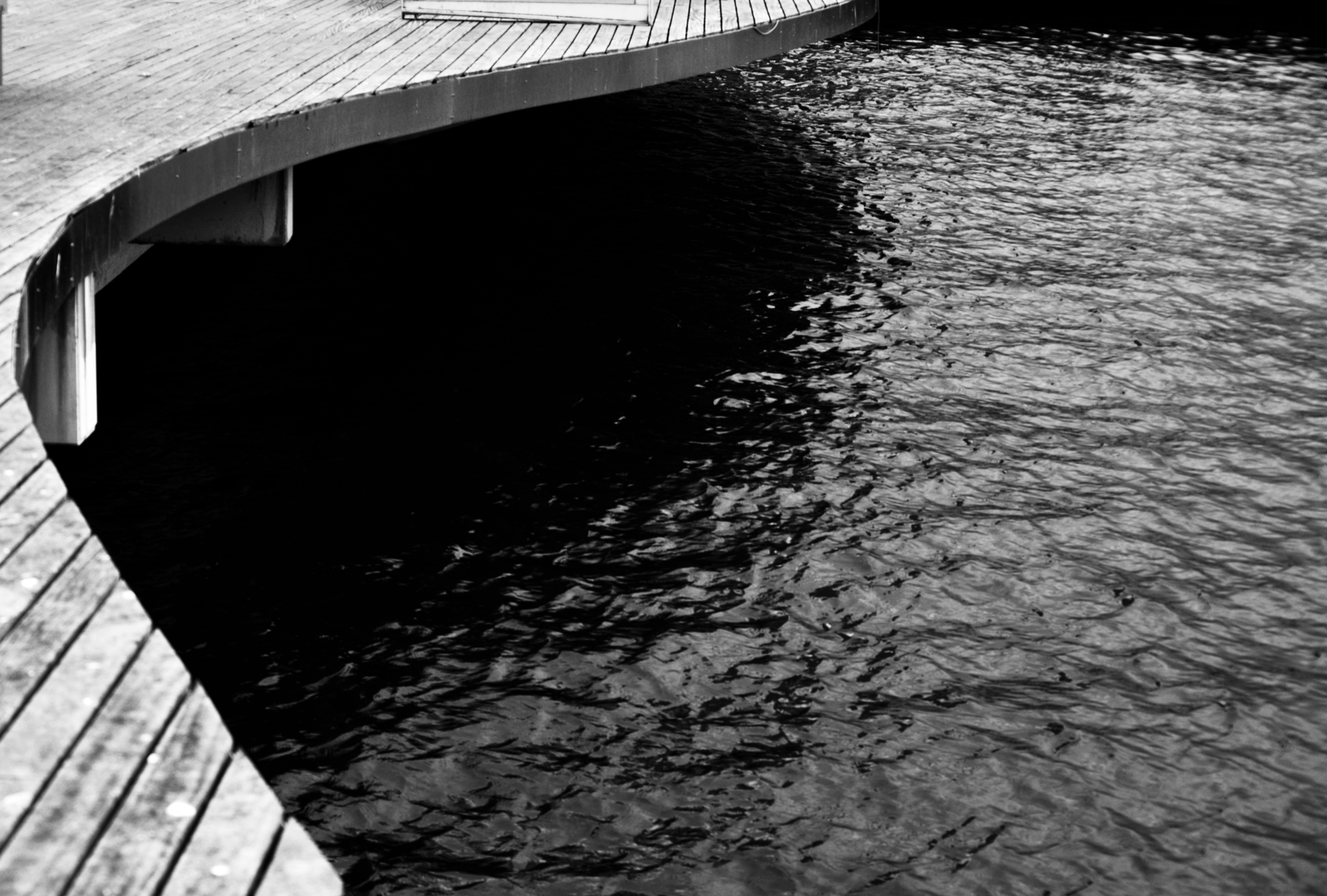 Curved wooden boardwalk over dark water - Free Photo on Unsplash