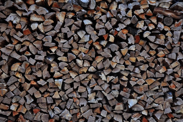 Wood pellets stacked neatly, showcasing quality for home heating.