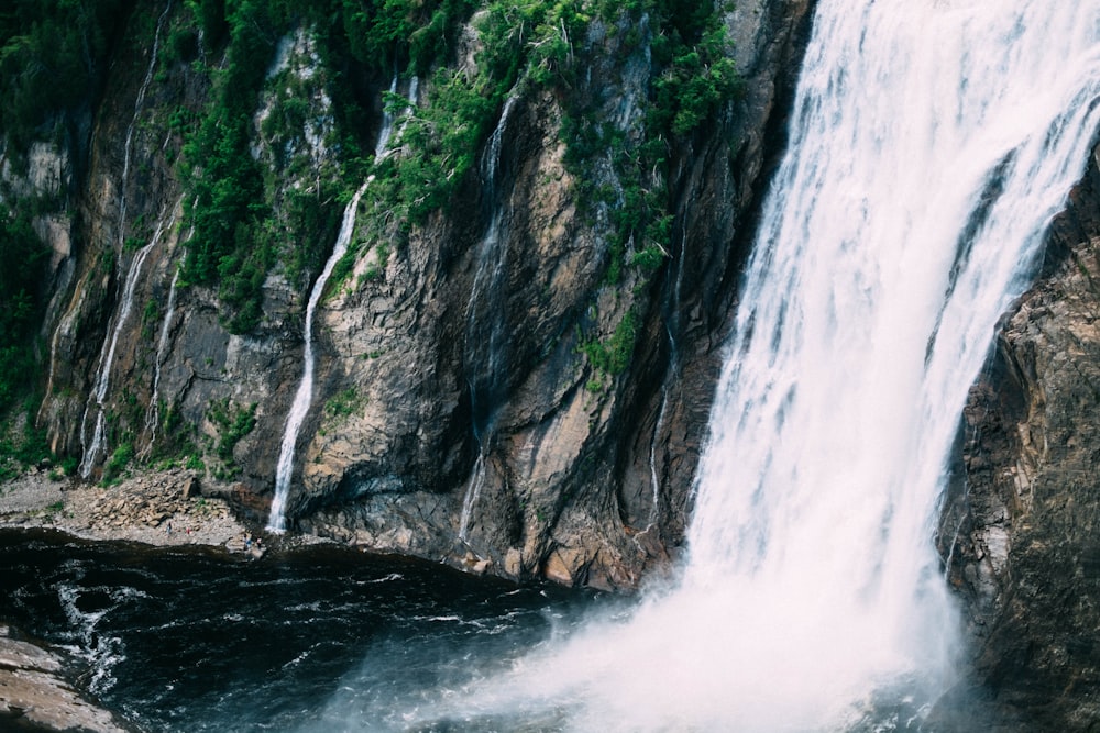 waterfall on rock mountain