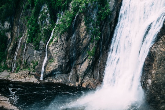 waterfall on rock mountain in Parc de la Chute-Montmorency Canada