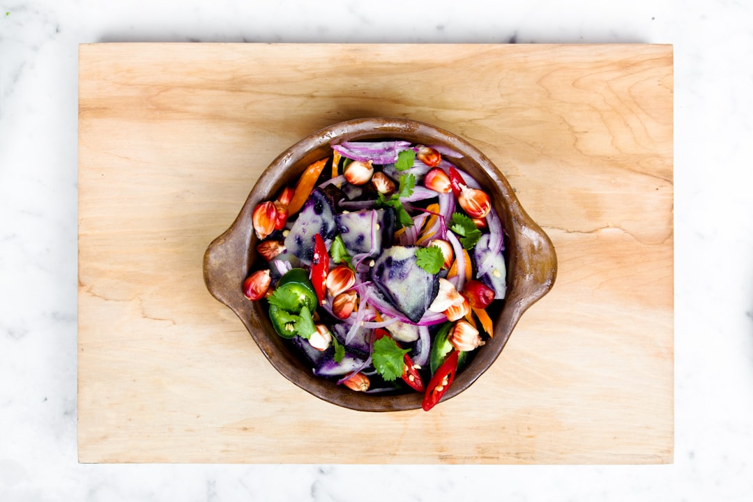 sliced onions and bell pepper in a bowl, Vegetable Salad