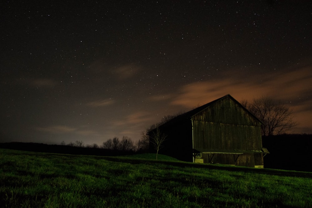 landscape photo of house near the field