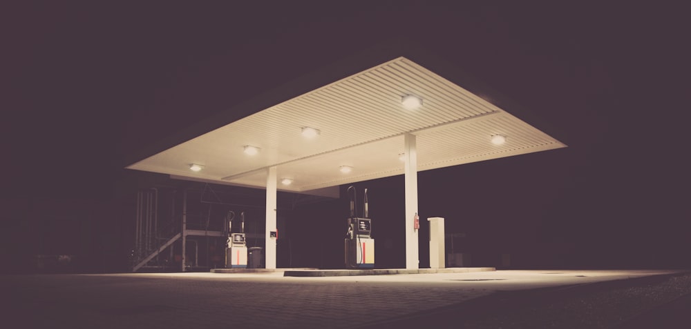 gasoline station during night time