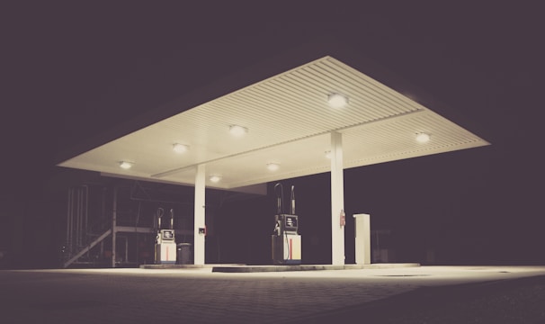 gasoline station during night time