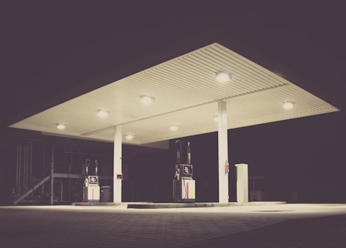 gasoline station during night time
