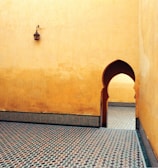 yellow concrete wall