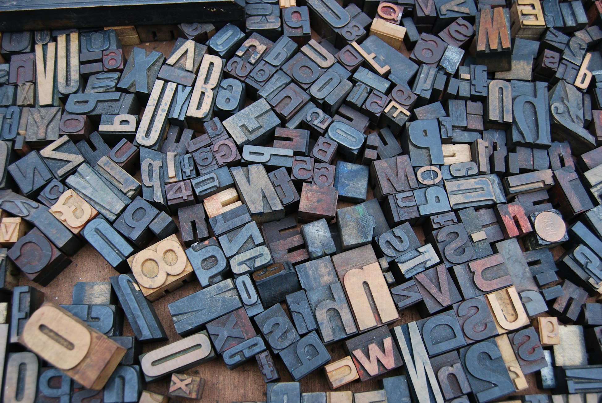 typography stamps from a printing press