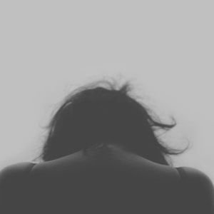 grayscale photo of person's back