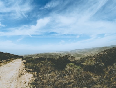 Plot of land with a dirt road access and open sky.