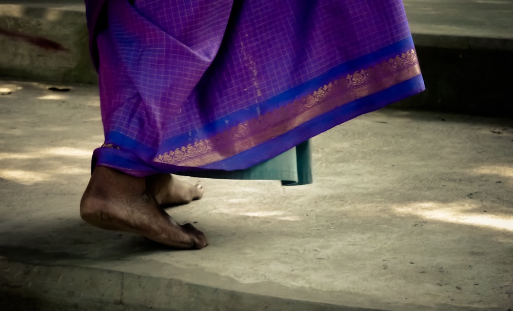 person walking with barefoot