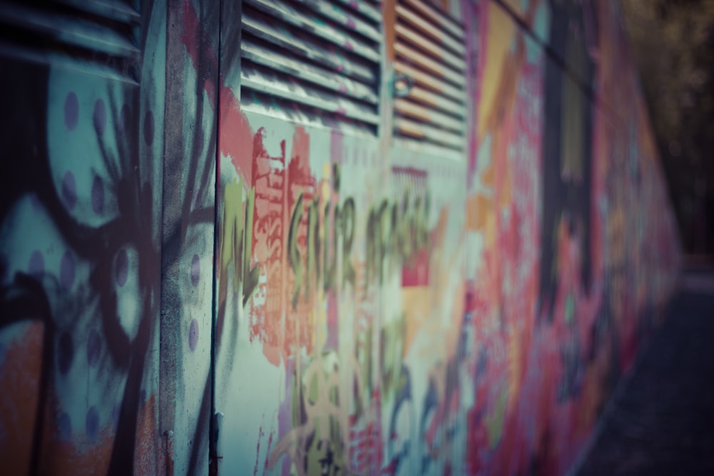 closeup photography of multicolored wall