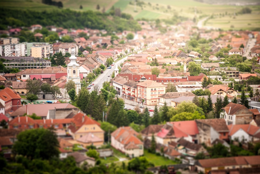 bird's eye view of photography of town
