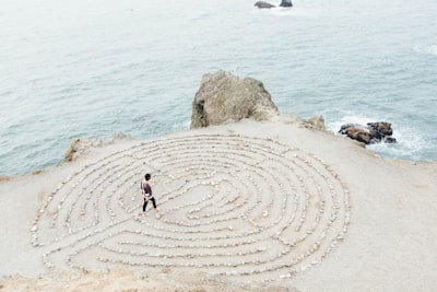 person walking on beach during daytime ritual google meet background