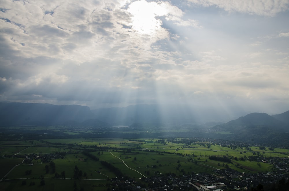 aerial photography of rays on field at daytime