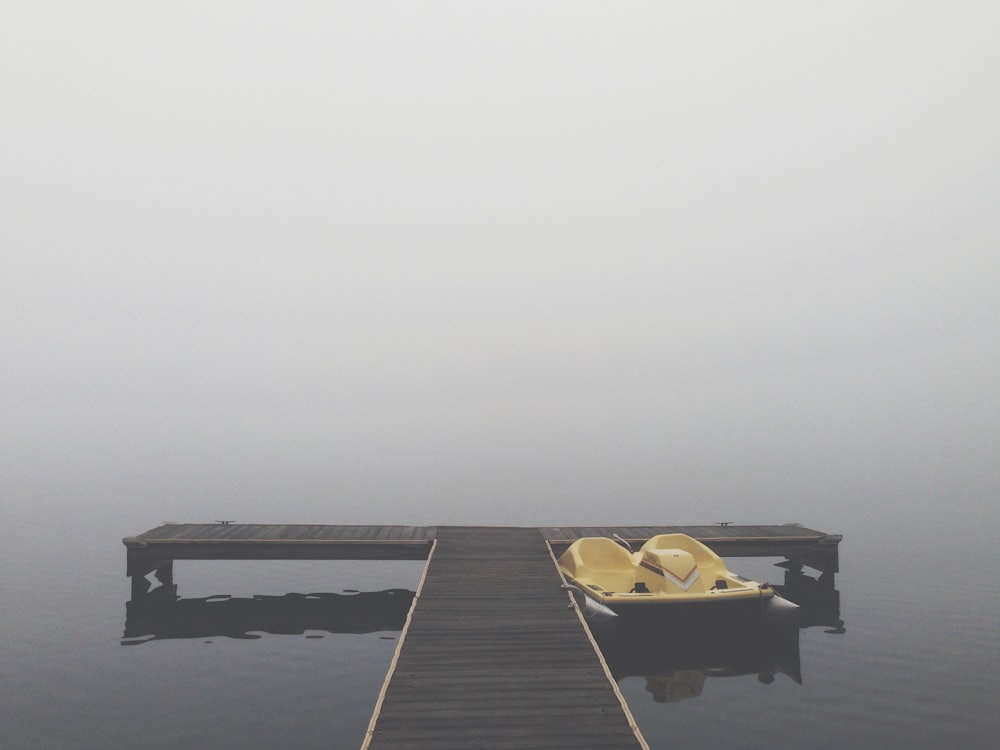 pedal boat beside dock