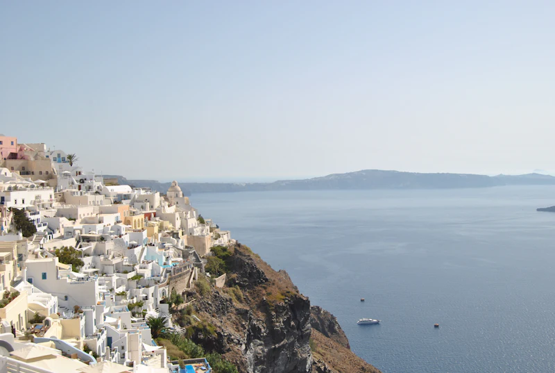 White houses of Santorini above the sea