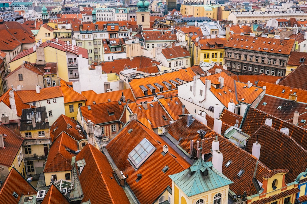 aerial photo of multicolored houses