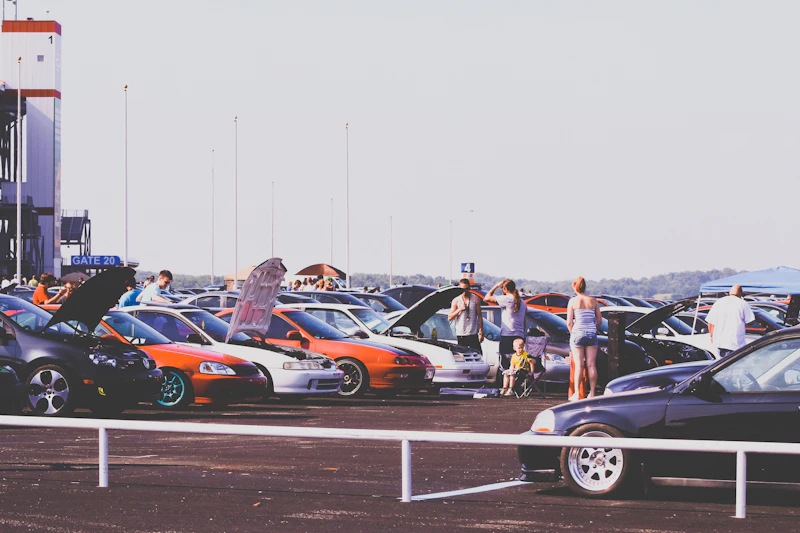 Assorted cars in a parking area