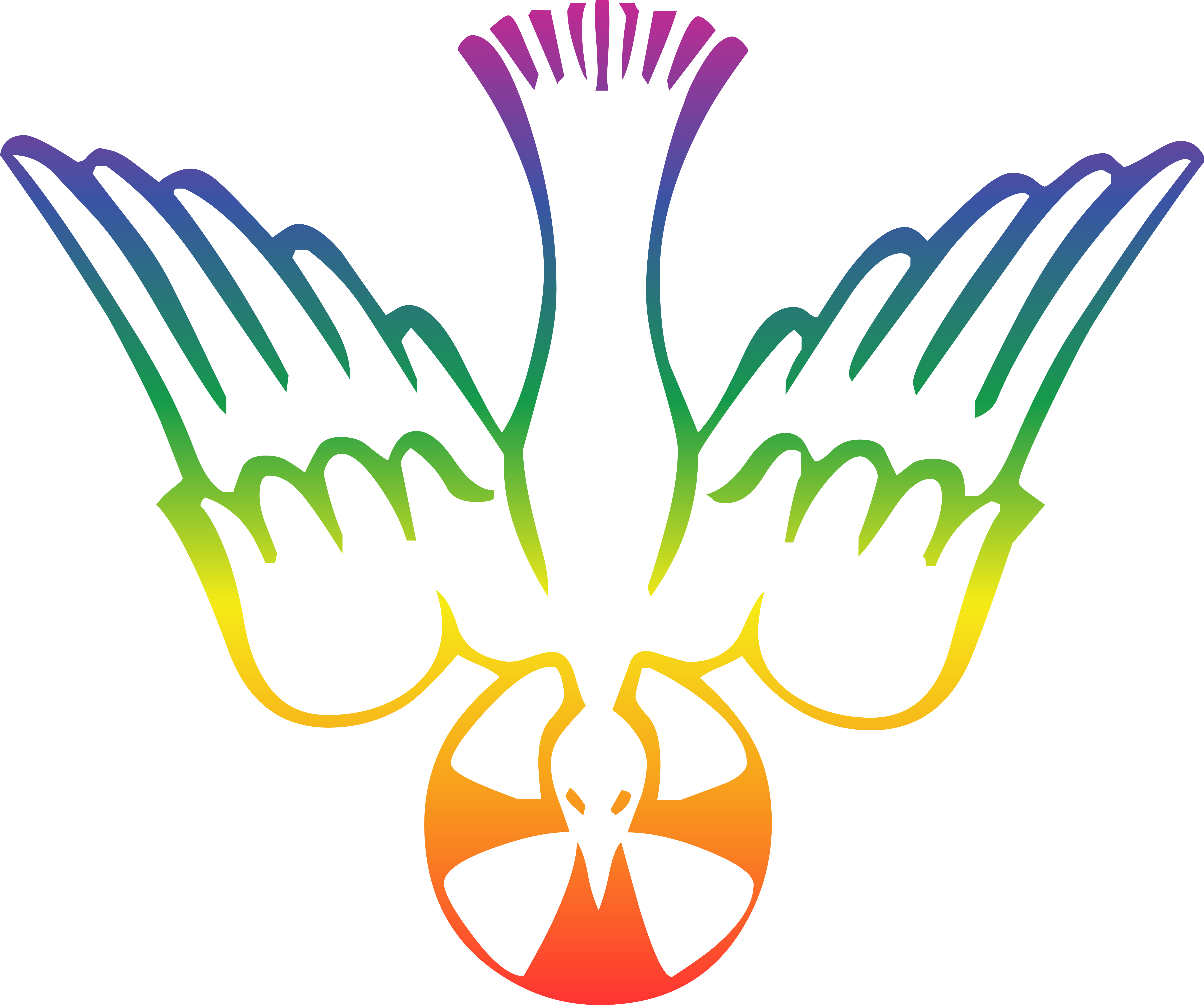 A rainbow colored bird with its wings spread