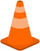 An orange traffic cone with a white background