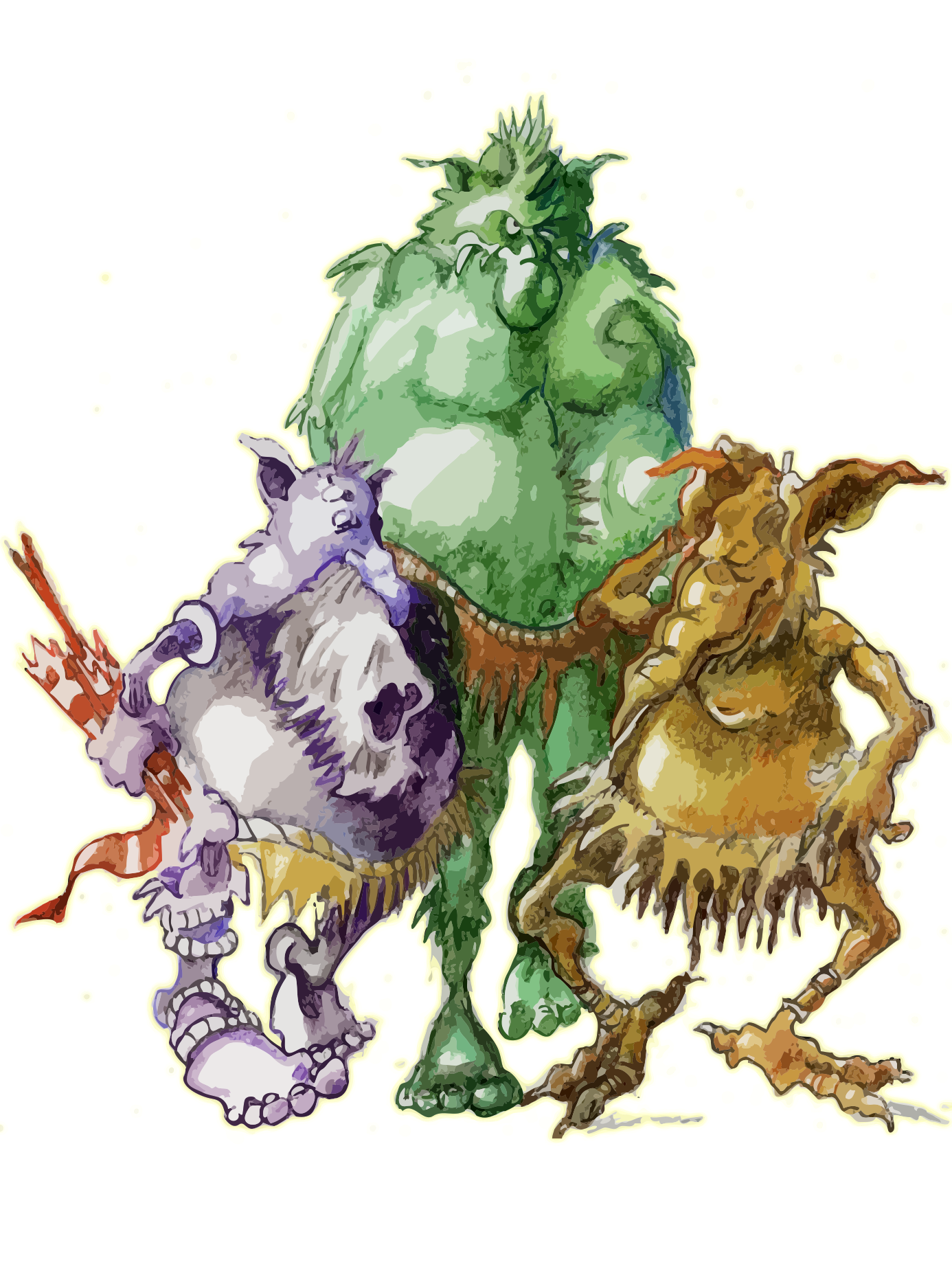 Um grupo de personagens de desenho animado lado a lado