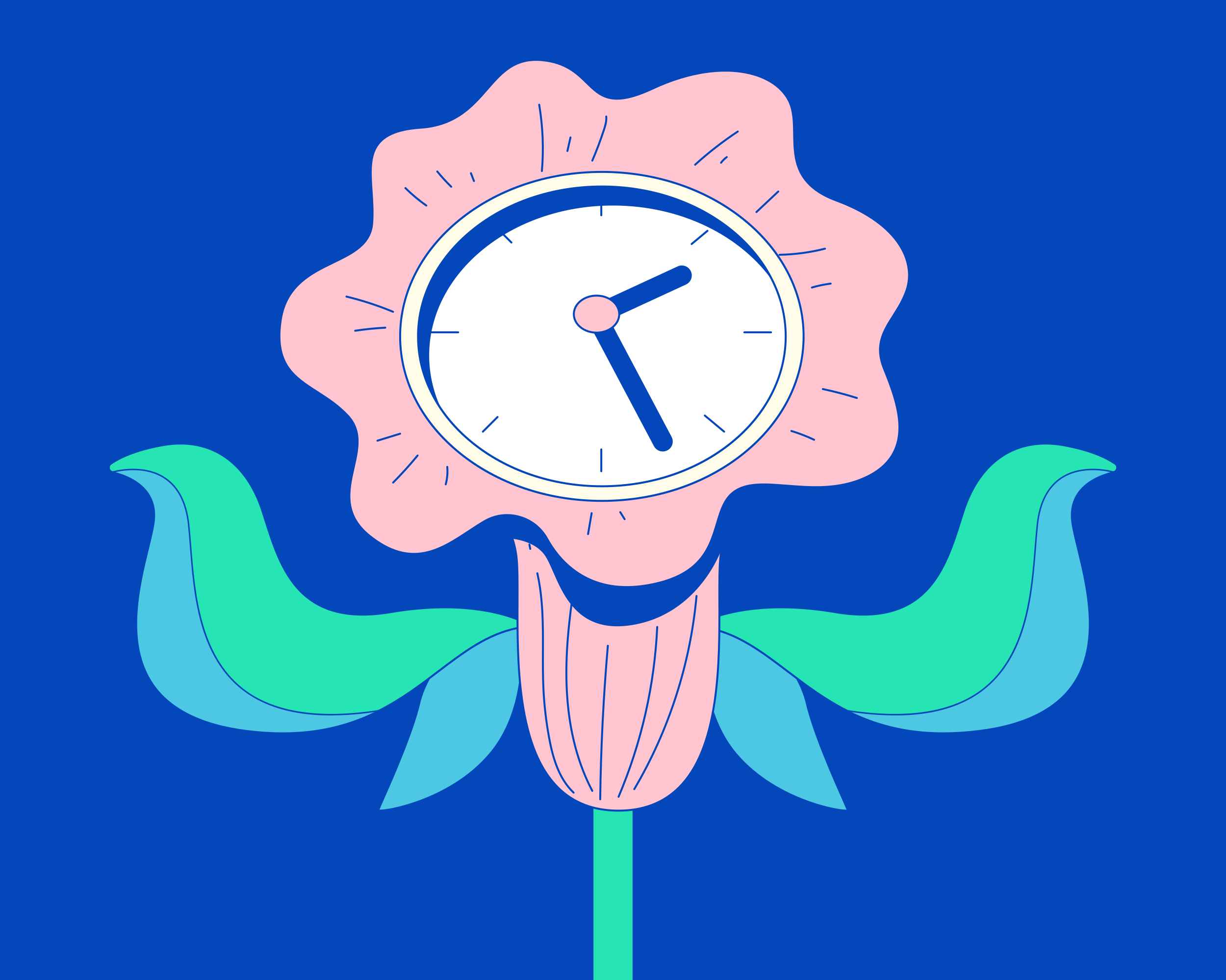 A flower with a clock in the middle of it