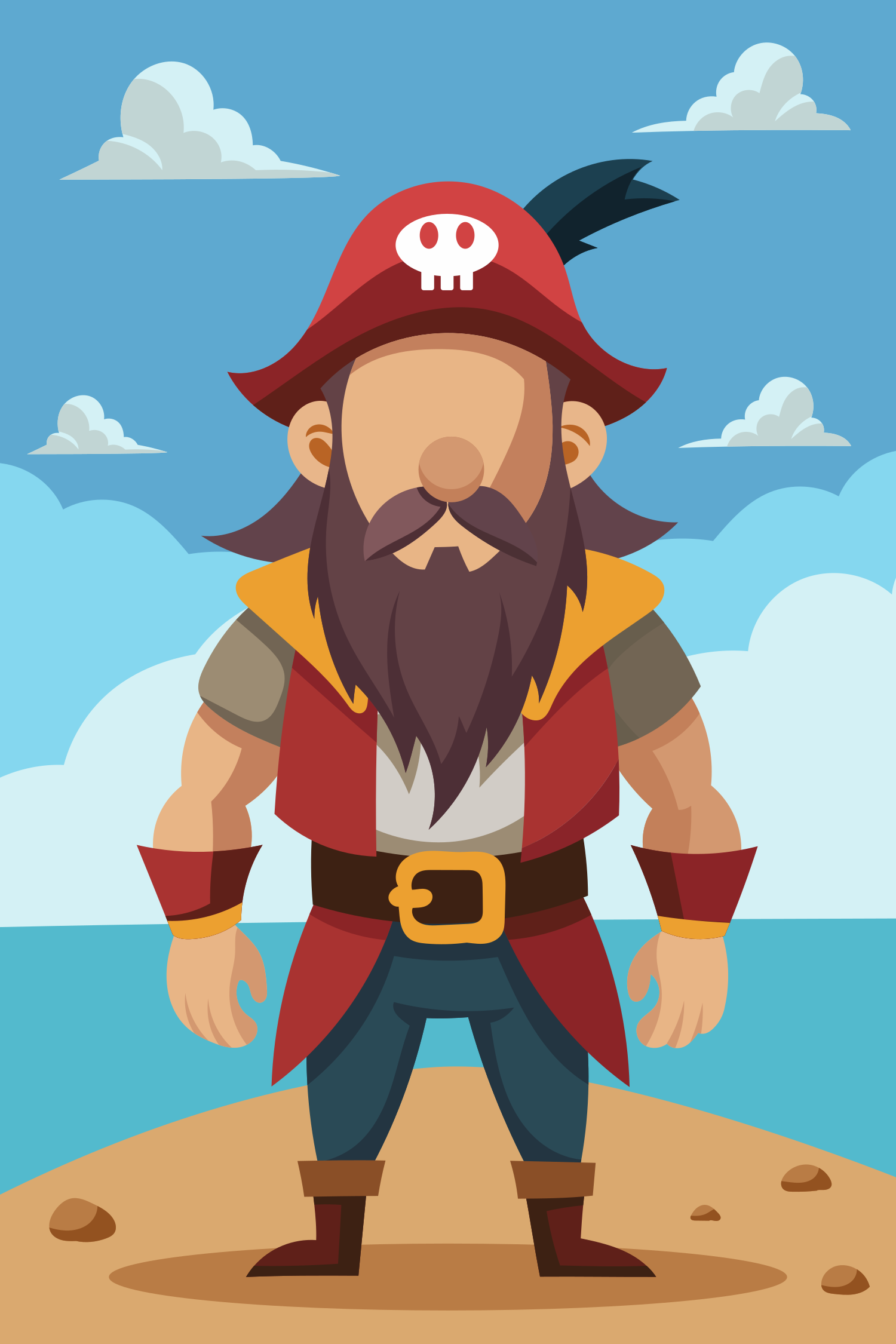 A man with a beard and a pirate hat