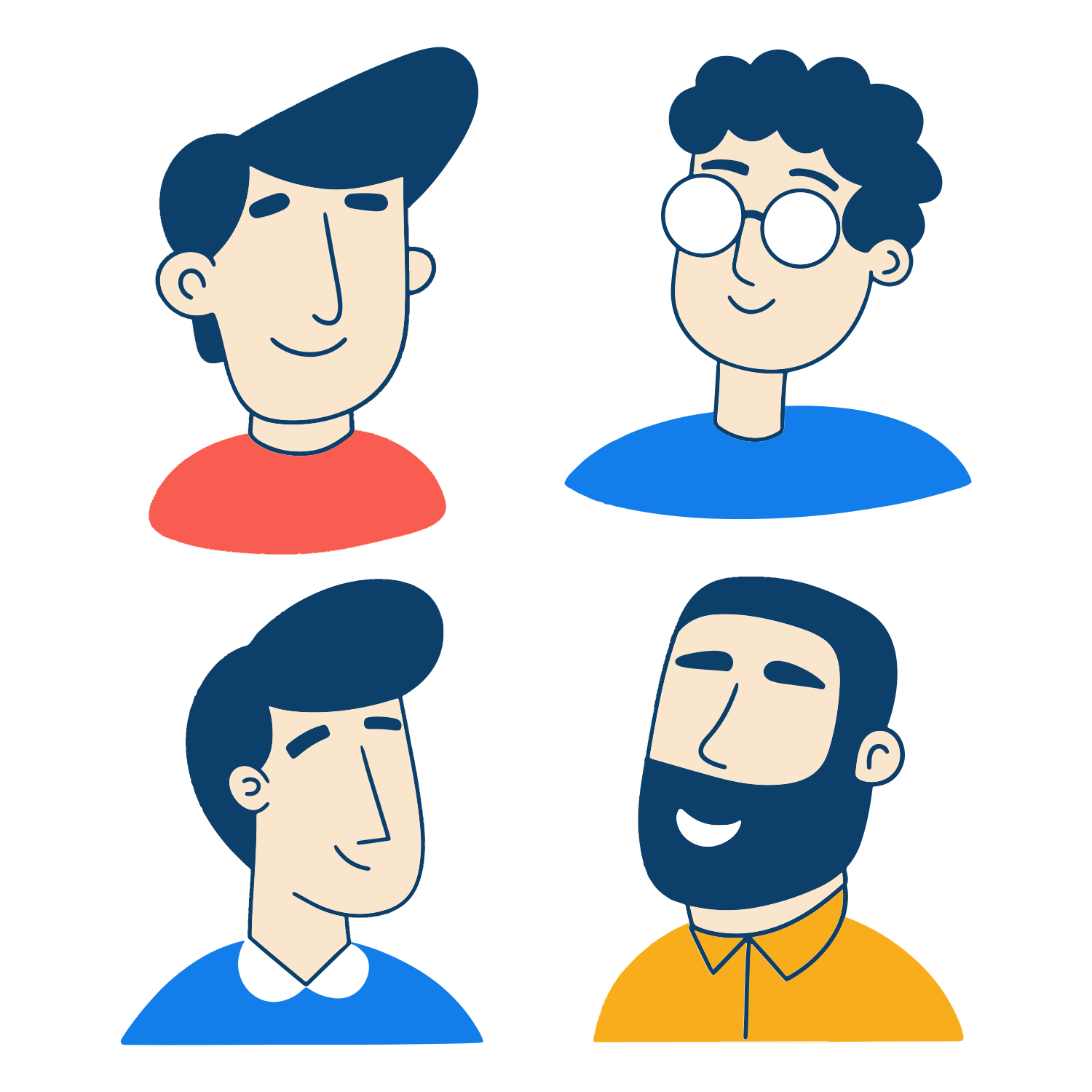 A group of men with different facial expressions