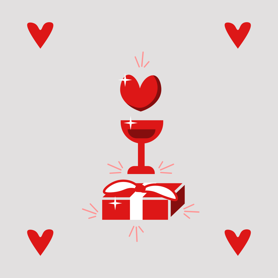 Eine Karte mit einem Becher und einem Herz darauf