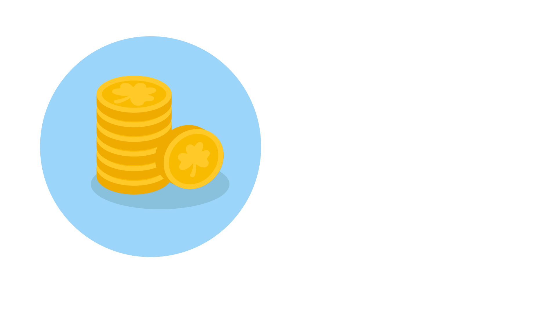 Ein Stapel Goldmünzen, der auf einem blauen Kreis liegt