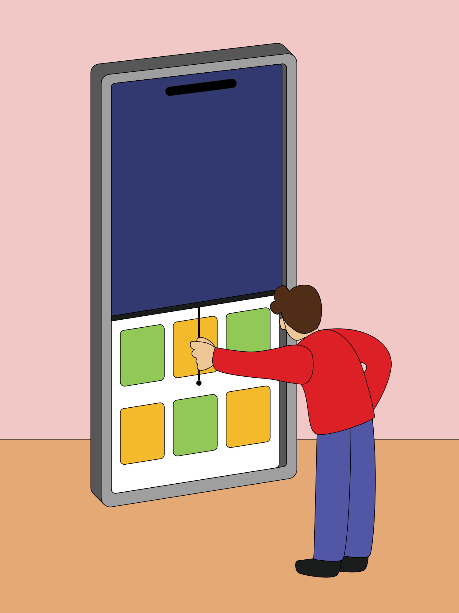 A man writing on a board with sticky notes on it