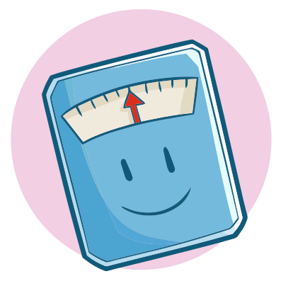 A scale with a smiling face on it