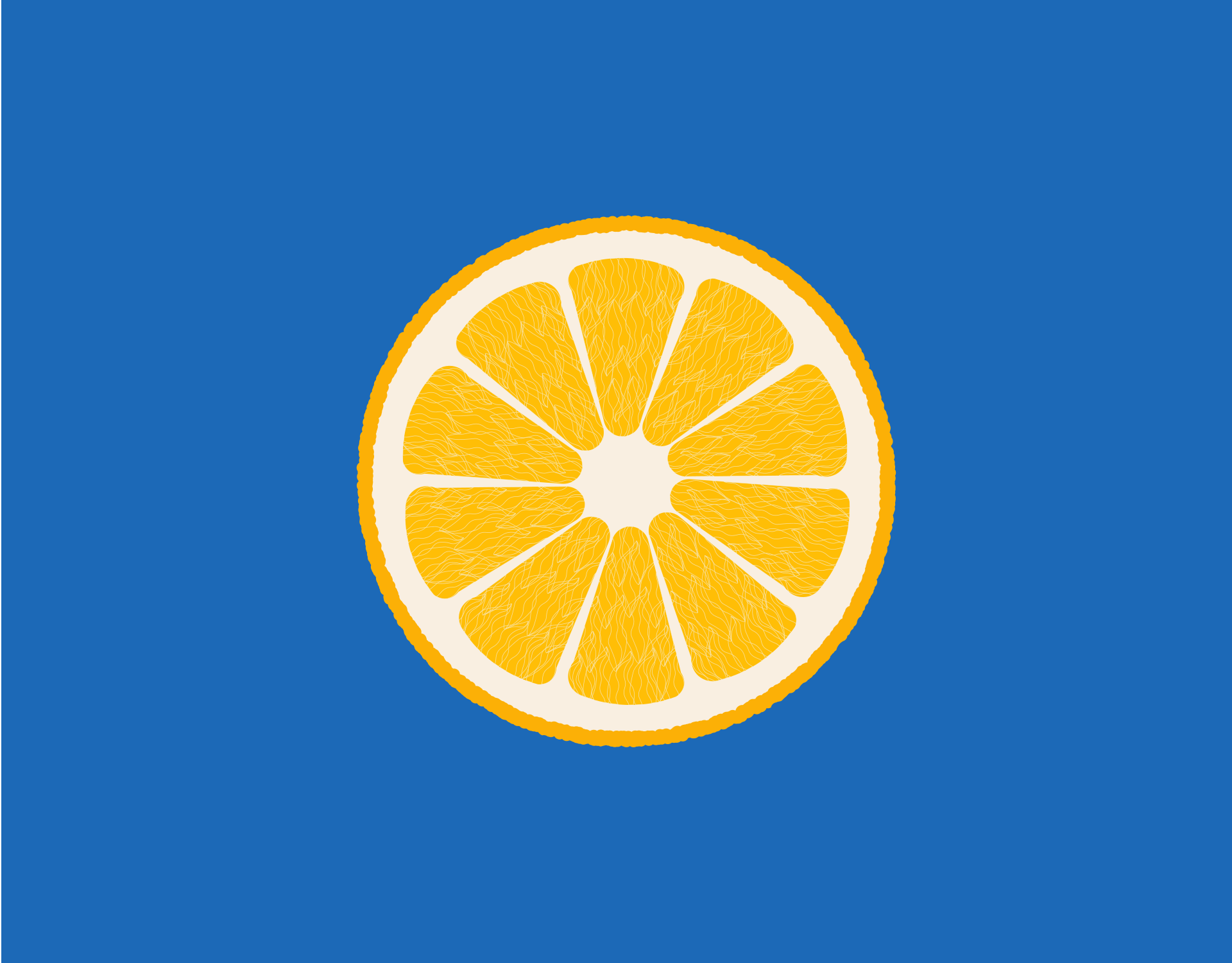 Un'immagine di un arancione su sfondo blu