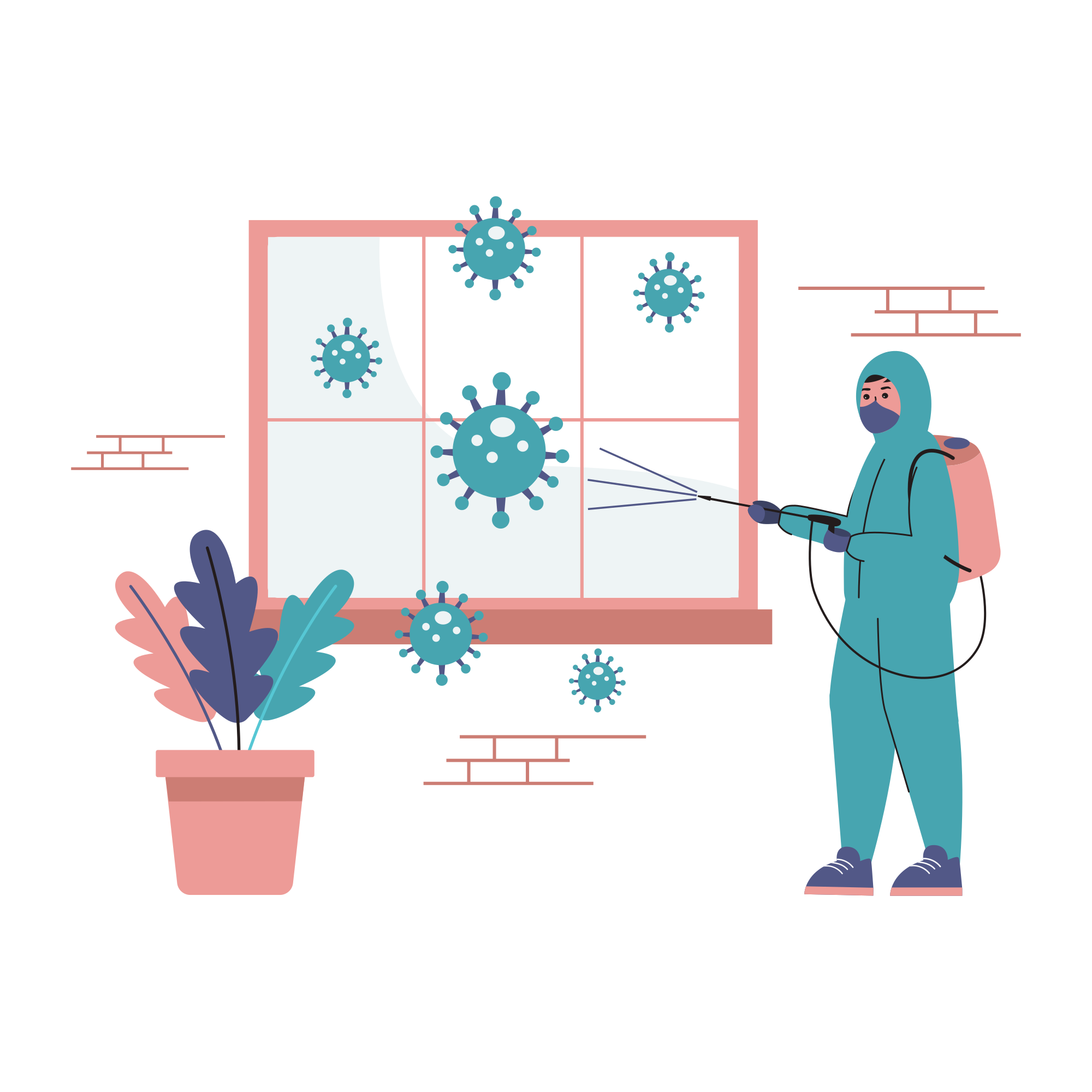 A person spraying a window with a sprayer