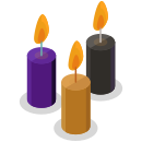 A group of three candles sitting next to each other