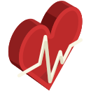 A red heart with a heartbeat on it